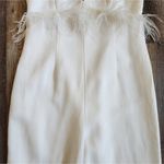 Saylor Krysta Jumpsuit White Sleeveless Small Feathers Bridal Wedding Photo 4