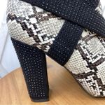 Cape Robbin  Snake Skin Rhinestone Detail Heeled Ankle Boots Ivory Black 7.5 Photo 8