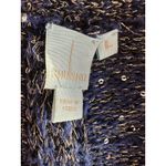 Anthropologie ShuShu Cardigan Sweater Blue/Gold Shimmer Lace Back Angora Large Blue Photo 4