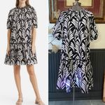 Caslon Puff Sleeve Botanical Printed Cotton Shift Drop Waist Dress - Sz M 💚🎀 Photo 2