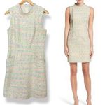 Halogen Nordstrom Neon Tweed Shift Dress Size 10 Metallic Neon White Pockets Photo 1