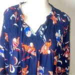 a.n.a  Navy‎ Floral Smocked Peasant Blouse M Boho Chic Photo 2