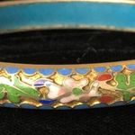 Vintage metal Chinese cloisonné bangle bracelet Blue Photo 6