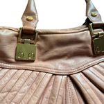 Treesje Women's Camel Leather Satchel Handbag with Gold Hardware Tan Photo 5
