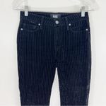 Paige Anthropologie  Colette Cropped Flare Low Rise Black Flocked Stripe Size 26 Photo 3