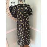 Sleeper  Brigitte Linen Sunflower Black Yellow Floral Midi Dress XS  Puff Sleeve Photo 2