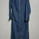 Blue Denim Long Sleeve Hooded Wide Leg Jumpsuit Sz M Size M Photo 1