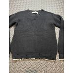 IRO  Distressed Chunky Knit Crewneck‎ Sweater Black Medium Grunge Moto Cotton Photo 1