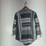 Habitat S Gray White Striped Tunic Top Linen Look Cotton Blouse Crinkle Boho Photo 1