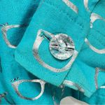 Just B Teal Linen Blend Lightweight Jacket w Rhinestone Sunglasses & Buttons L Blue Size L Photo 9