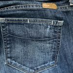 Paige Maternity Adjustable Waist Straight Leg Dark Distressed Denim Blue Jean 31 Photo 2