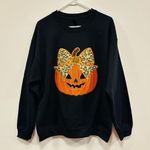 Gildan Fall Halloween pumpkin cheetah print Black festive autumn Sweatshirt! Photo 4