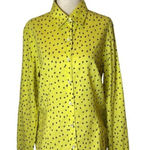 J. McLaughlin  Shirt Women 8 Yellow Purple Polka Dot Cotton‎ Collared Button Down Photo 0