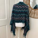 Missoni  Sciarpe Teal Zigzag Pattern Long Fuzzy Scarf Textured Boho Luxury READ Photo 5