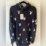 Playboy  x Missguided Tall NWT Women’s Black All Over Logo Hoodie Dress‎ Size 10 Photo 6