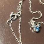 Disney 18” Adjustable Silver Chain Necklace Mickey Head Icon Blue Stone .25” Photo 3
