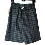 NWT Classic Preppy Tartan Plaid Pleated Wool High Rise Shorts Womens Sz 10 Blue Photo 1