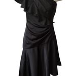 Theia Lara Black One Shoulder Mini Knee‎ Length Dress Size 0 Flutter Sleeve Photo 0