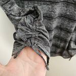 Made for life Top Workout Athletic Black Gray Stripes Tie Sides Crewneck Casual Photo 2