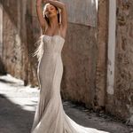 Abella by Allure Karina Size 16 Formal Wedding Reception Bridal Mermaid Gown Silver Photo 0