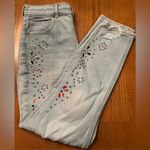 EXPRESS Super High Waisted Embellished Ripped Ankle Leggings Jeans Size 2 Short Photo 7