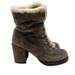 Stuart Weitzman  Yukon Booties Dyed Shearling & Suede Block Heel Size‎ 8.5 Photo 5