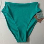 Shade & Shore Women’s High Waist High Leg Textured Bikini Bottom Teal Blue NWT S Photo 0