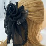 Vintage Black Floral Hairbow Photo 2