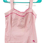 Island Republic size‎ 8 tank top pink green striped scalloped side zip Barbie Photo 0