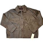 OAT New York Women's Black Faux Leather Shirt Jacket Size S Long Sleeve Photo 0