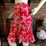 Julian Taylor   RED 1990'S FOLIATE PRINT CHIFFON SKIRT W/RED BLAZER SET (14) Photo 8