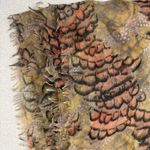 Maison Scotch  Scarf Wrap Womens Brown Red Abstract Art Fringe Woven Sheer 67x80 Photo 2