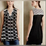 Anthropologie Tiny  Black/White Lace Embroidered Chaparral Tunic Tank Top; size S Photo 1