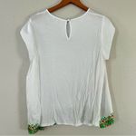 Charming Charlie 🦋  White Floral T-Shirt Blouse Large Photo 1
