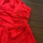 Women’s Red Tube Top Silk Dress Strapless Ruched Size L Photo 5