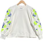 NWOT ESSENTIAL ANTWERP Women’s Danbury Sequined puff sleeve Sweatshirt Blue Photo 5