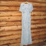 Mac Duggal  93932 Blue Flutter Sleeve Sequin High Neck Gown Dress Photo 6