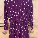 Madewell  Inkbrush "Starburst" Gold Print Purple 100% Silk Dress Fully Lined Photo 7