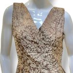 Vintage 60s Floral Brocade Brown Gold Asian Sleeveless Cocktail Dress Medium Photo 3