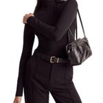 Madewell  High Neck Bodysuit Sz Sz S Black Grunge Whimsygoth Stretch Business NWT Photo 9
