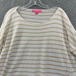 Lilly Pulitzer  Elba Sweater 3/4 Sleeve Tassels Pockets White Tan Striped Women S Photo 1