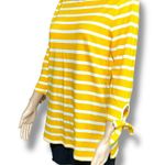 Old Navy Womens T Shirt Top Boat Neck Pullover Tunic Striped White Yellow Medium Photo 4