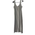Women's Size Medium Cotton Grey Striped Maxi Light Weight Dress Gray Photo 4