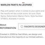 Reformation  Womens Animal Print Leopard Marlon Stretch High Crop Pants Size 2 Photo 5