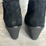 Cole Haan  Black Suede Michelle Shearling Waterproof Rain Wedge Booties size 10 B Photo 5