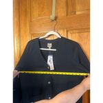 Como vintage  Womens Large 20x26 Black Quilted Blazer Jacket Button Patch Pockets Photo 5