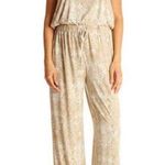 Juicy Couture Womens size Medium Animal Snake Print Jumpsuit Wide Leg Beige Photo 0