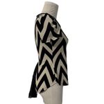 Papaya  Black Cream Chevron Peplum Top Puff Sleeve Juniors M Cute Chic Elegant Photo 2