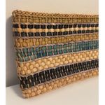 Vintage Straw Basketweave Straw Striped Clutch Tan Photo 1