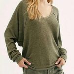 Free People Santa Clara Thermal Top Shirt Ferngully (Green) Slouchy V-Neck S New Photo 0